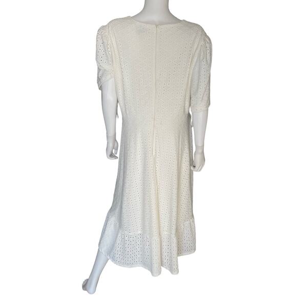 London Times Plus Size Eyelet Wrap Dress Ivory Women’s Sz 16W - Picture 5 of 9